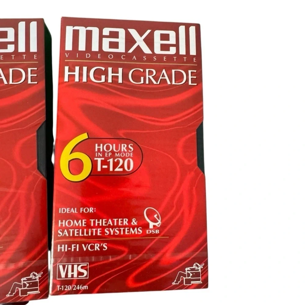 Maxell T-120 VHS Videocassette Tapes High Grade 6 Hour EP Mode Lot of 3 Sealed